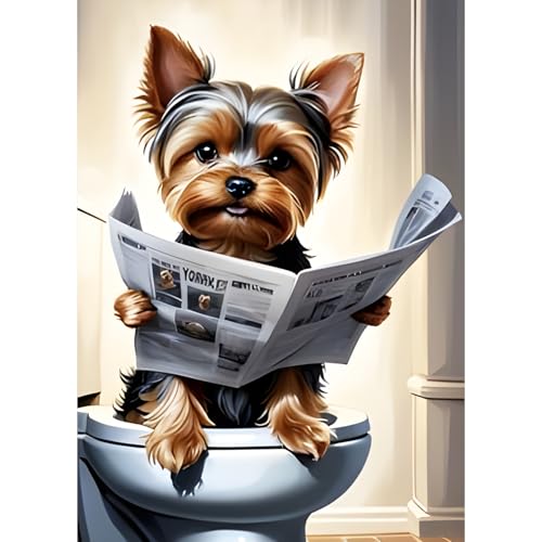 QQYRHN 5D Yorkshire Diamond Painting Kit für Erwachsene Anfänger Welpe liest Zeitung Diamant Kunst Kits Vollständiges DIY Toilette Diamantstickerei-Set Perfekt zur Entspannung und Dekoration 30x40 cm QQYRHN 5D Yorkshire Diamond Painting Kit für Erwachsene Anfänger Welpe liest Zeitung Diamant Kunst Kits Vollständiges DIY Toilette Diamantstickerei-Set Perfekt zur Entspannung und Dekoration 30x40 cm von QQYRHN