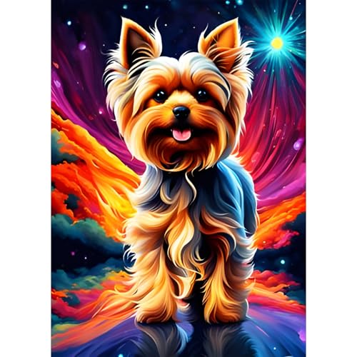 QQYRHN 5D Yorkshire Terrier Diamond Painting Kit für Erwachsene Anfänger Hund Diamant Kunst Kits Vollständiges DIY Welpe Diamantstickerei-Set Perfekt zur Entspannung und Dekoration 30x40 cm von QQYRHN