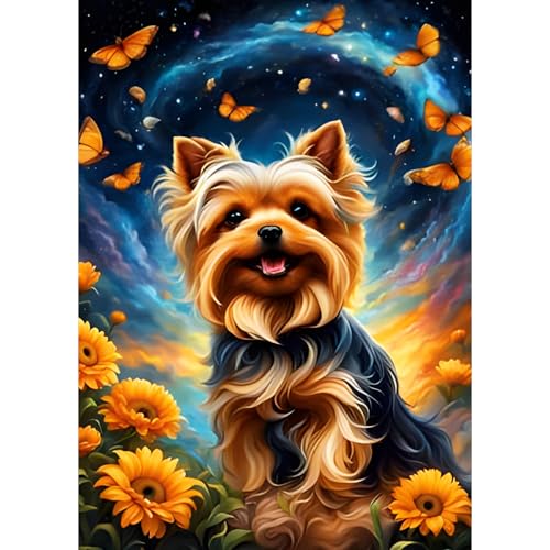 QQYRHN 5D Yorkshire Terrier Diamond Painting Kit für Erwachsene Anfänger Sonnenblumen Diamant Kunst Kits Vollständiges DIY Welpe Diamantstickerei-Set Perfekt zur Entspannung und Dekoration 30x40 cm QQYRHN 5D Yorkshire Terrier Diamond Painting Kit für Erwachsene Anfänger Sonnenblumen Diamant Kunst Kits Vollständiges DIY Welpe Diamantstickerei-Set Perfekt zur Entspannung und Dekoration 30x40 cm von QQYRHN