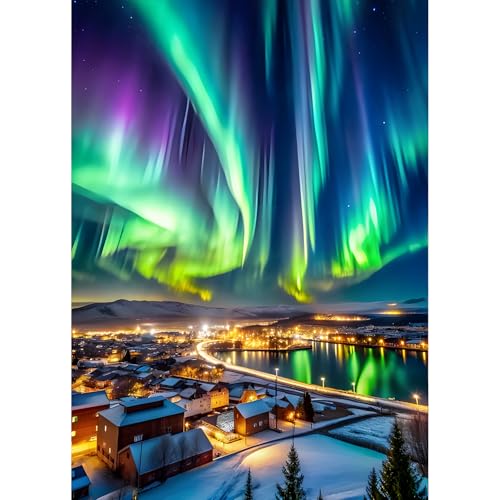 QQYRHN Aurora Borealis Diamond Painting Kits for Beginners Adults,5D Town Diamond Art Kits, DIY Round Full Drill Landscape Diamond Dots Diamond Gem Art with Painting Kits for Home Wall Decor 12x16Inch QQYRHN Aurora Borealis Diamond Painting Kits for Beginners Adults,5D Town Diamond Art Kits, DIY Round Full Drill Landscape Diamond Dots Diamond Gem Art with Painting Kits for Home Wall Decor 12x16Inch von QQYRHN