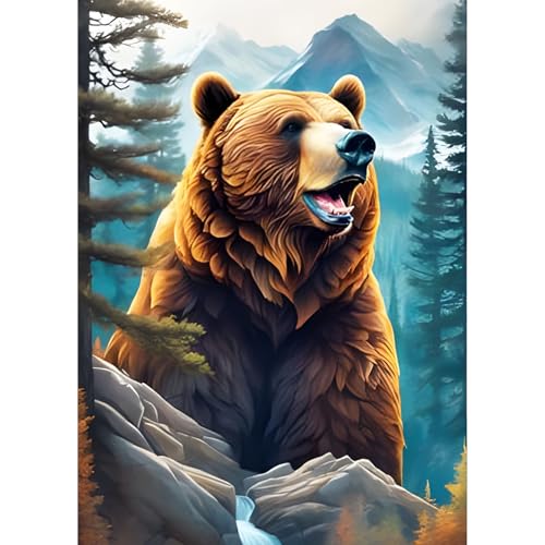 QQYRHN Brown Bear Diamond Painting Kits for Adults Beginners, 5D Wildlife Diamond Art Kits, DIY Round Full Drill Forest Gem Art with Painting Kits for Home Wall Decor 12x16 Inch QQYRHN Brown Bear Diamond Painting Kits for Adults Beginners, 5D Wildlife Diamond Art Kits, DIY Round Full Drill Forest Gem Art with Painting Kits for Home Wall Decor 12x16 Inch von QQYRHN