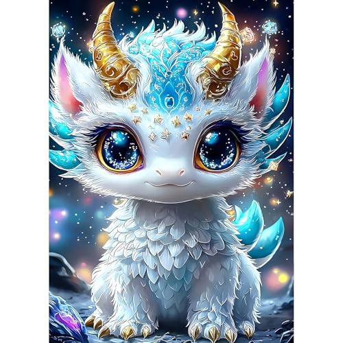 QQYRHN Dragon Diamond Painting Kits for Beginners Adults,5D Cartoon Diamond Art Kits, DIY Dragon Round Full Drill Diamond Dots Diamond Gem Art with Painting Kits for Home Wall Decor 12x16 Inch von QQYRHN