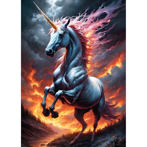 QQYRHN 5D Fantasie Einhorn Diamond Painting Kit für Erwachsene Anfänger Sonnenuntergang Diamant Kunst Kits Vollständiges DIY Diamantstickerei-Set Perfekt zur Entspannung und Dekoration 30x40 cm von QQYRHN