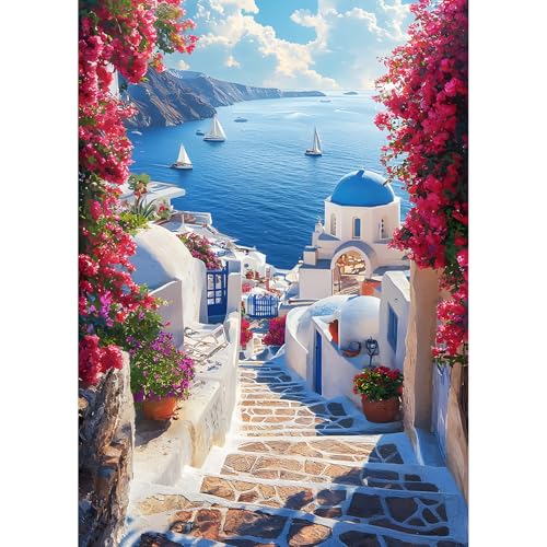 QQYRHN Santorini Diamond Painting Kits for Beginners Adults,5D Aegean Sea Diamond Art Kits, DIY Round Full Drill Church Diamond Dots Diamond Gem Art with Painting Kits for Home Wall Decor 12x16 Inch QQYRHN Santorini Diamond Painting Kits for Beginners Adults,5D Aegean Sea Diamond Art Kits, DIY Round Full Drill Church Diamond Dots Diamond Gem Art with Painting Kits for Home Wall Decor 12x16 Inch von QQYRHN