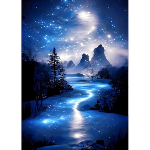 QQYRHN Starry Night Diamond Painting Kits for Beginners Adults,5D Dreamland Diamond Art Kits, DIY Round Full Drill Diamond Dots Diamond Gem Art with Painting Kits for Home Wall Decor 12x16 Inch von QQYRHN