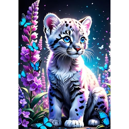 QQYRHN Tiger Diamond Painting Kits for Beginners Adults,5D Butterfly Diamond Art Kits, DIY Round Full Drill Flowers Diamond Dots Diamond Gem Art with Painting Kits for Home Wall Decor 12x16 Inch von QQYRHN