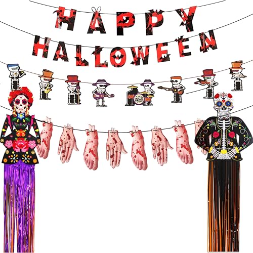 QRTGNA Halloween Deko Innen Set - Gruselige Party Dekoration Mit Wiederverwendbarer Girlande, Banner, Geist für Türdeko QRTGNA Halloween Deko Innen Set - Gruselige Party Dekoration Mit Wiederverwendbarer Girlande, Banner, Geist für Türdeko von QRTGNA