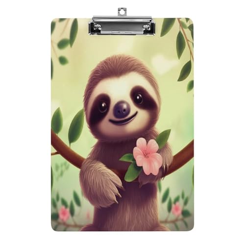 Acryl-Klemmbrett, 32,5 x 21,6 cm, transparent, hält 100 Blatt, lustig, niedlich, Faultierdruck, flaches Profil, Clip für Büro, Restaurant Acryl-Klemmbrett, 32,5 x 21,6 cm, transparent, hält 100 Blatt, lustig, niedlich, Faultierdruck, flaches Profil, Clip für Büro, Restaurant von QSKDLAC