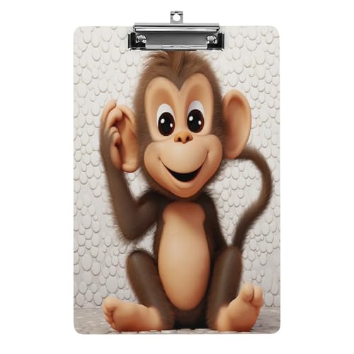 Acryl-Klemmbrett, 32,5 x 21,6 cm, transparent, hält 100 Blatt, lustig, niedlicher Affendruck, flaches Profil, Clip für Büro, Restaurant Acryl-Klemmbrett, 32,5 x 21,6 cm, transparent, hält 100 Blatt, lustig, niedlicher Affendruck, flaches Profil, Clip für Büro, Restaurant von QSKDLAC