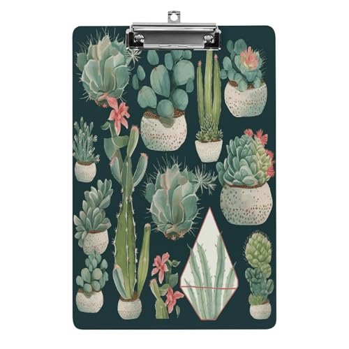 Acryl-Klemmbrett, 32,5 x 21,6 cm, transparent, hält 100 Blatt, lustige Sukkulenten und grüner Druck, flaches Profil-Clip für Büro, Restaurant Acryl-Klemmbrett, 32,5 x 21,6 cm, transparent, hält 100 Blatt, lustige Sukkulenten und grüner Druck, flaches Profil-Clip für Büro, Restaurant von QSKDLAC