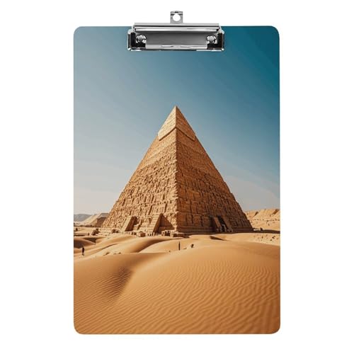 Acryl-Klemmbrett, 32,5 x 21,6 cm, transparent, hält 100 Blatt, lustige ägyptische Pyramide im Wüstendruck, flaches Profil, Clip für Büro, Restaurant Acryl-Klemmbrett, 32,5 x 21,6 cm, transparent, hält 100 Blatt, lustige ägyptische Pyramide im Wüstendruck, flaches Profil, Clip für Büro, Restaurant von QSKDLAC