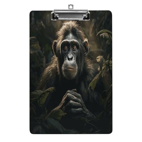 Acryl-Klemmbrett, 32,5 x 21,6 cm, transparent, hält 100 Blatt, lustiger Affe im Dschungel, Druck, flaches Profil, Clip für Büro, Restaurant Acryl-Klemmbrett, 32,5 x 21,6 cm, transparent, hält 100 Blatt, lustiger Affe im Dschungel, Druck, flaches Profil, Clip für Büro, Restaurant von QSKDLAC