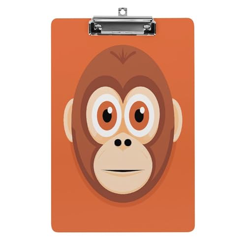 Acryl-Klemmbrett, 32,5 x 21,6 cm, transparent, hält 100 Blatt, lustiger Affen-Druck, flaches Profil, Clip für Büro, Restaurant Acryl-Klemmbrett, 32,5 x 21,6 cm, transparent, hält 100 Blatt, lustiger Affen-Druck, flaches Profil, Clip für Büro, Restaurant von QSKDLAC