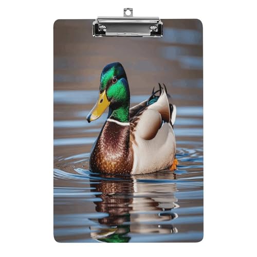 Acryl-Klemmbrett, 32,5 x 21,6 cm, transparent, hält 100 Blatt, lustiger Anas Platyrhynchos Druck, flaches Profil-Clip für Büro, Restaurant Acryl-Klemmbrett, 32,5 x 21,6 cm, transparent, hält 100 Blatt, lustiger Anas Platyrhynchos Druck, flaches Profil-Clip für Büro, Restaurant von QSKDLAC