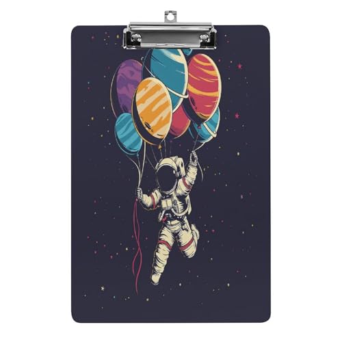 Acryl-Klemmbrett, 32,5 x 21,6 cm, transparent, hält 100 Blatt, lustiger Astronaut im Weltraum, Druck, flaches Profil, Clip für Büro, Restaurant Acryl-Klemmbrett, 32,5 x 21,6 cm, transparent, hält 100 Blatt, lustiger Astronaut im Weltraum, Druck, flaches Profil, Clip für Büro, Restaurant von QSKDLAC