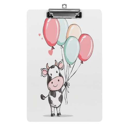 Acryl-Klemmbrett, 32,5 x 21,6 cm, transparent, hält 100 Blatt, lustiger Ballon- und Kuhdruck, flaches Profil-Clip für Büro, Restaurant Acryl-Klemmbrett, 32,5 x 21,6 cm, transparent, hält 100 Blatt, lustiger Ballon- und Kuhdruck, flaches Profil-Clip für Büro, Restaurant von QSKDLAC