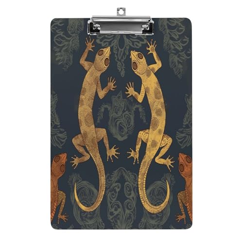 Acryl-Klemmbrett, 32,5 x 21,6 cm, transparent, hält 100 Blatt, lustiger Gecko-Eidechsen-Druck, flaches Profil-Clip für Büro, Restaurant Acryl-Klemmbrett, 32,5 x 21,6 cm, transparent, hält 100 Blatt, lustiger Gecko-Eidechsen-Druck, flaches Profil-Clip für Büro, Restaurant von QSKDLAC
