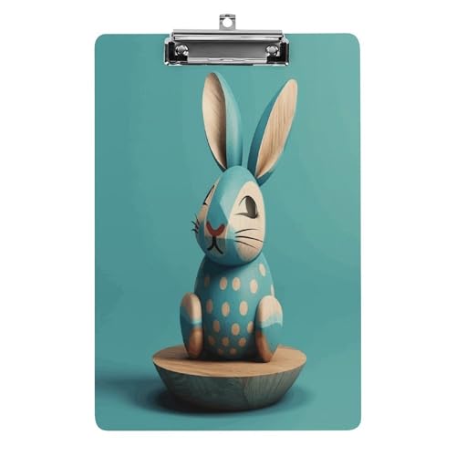 Acryl-Klemmbrett, 32,5 x 21,6 cm, transparent, hält 100 Blatt, lustiger Holzhasen-Druck, flaches Profil-Clip für Büro, Restaurant Acryl-Klemmbrett, 32,5 x 21,6 cm, transparent, hält 100 Blatt, lustiger Holzhasen-Druck, flaches Profil-Clip für Büro, Restaurant von QSKDLAC