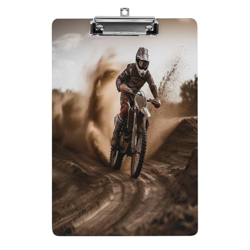 Acryl-Klemmbrett, 32,5 x 21,6 cm, transparent, hält 100 Blatt, lustiger Motocross-Druck, flaches Profil-Clip für Büro, Restaurant Acryl-Klemmbrett, 32,5 x 21,6 cm, transparent, hält 100 Blatt, lustiger Motocross-Druck, flaches Profil-Clip für Büro, Restaurant von QSKDLAC