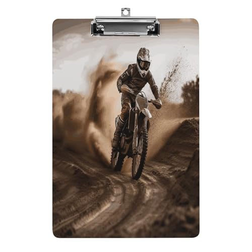 Acryl-Klemmbrett, 32,5 x 21,6 cm, transparent, hält 100 Blatt, lustiger Motocross-Druck, flaches Profil-Clip für Büro, Restaurant Acryl-Klemmbrett, 32,5 x 21,6 cm, transparent, hält 100 Blatt, lustiger Motocross-Druck, flaches Profil-Clip für Büro, Restaurant von QSKDLAC