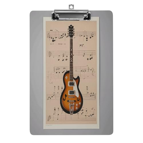 Acryl-Klemmbrett, 32,5 x 21,6 cm, transparent, hält 100 Blatt, lustiger Musikgitarren-Druck, flacher Clip für Büro, Restaurant Acryl-Klemmbrett, 32,5 x 21,6 cm, transparent, hält 100 Blatt, lustiger Musikgitarren-Druck, flacher Clip für Büro, Restaurant von QSKDLAC