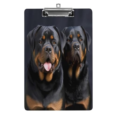 Acryl-Klemmbrett, 32,5 x 21,6 cm, transparent, hält 100 Blatt, lustiger Rottweiler-Tapetendruck, flaches Profil-Clip für Büro, Restaurant Acryl-Klemmbrett, 32,5 x 21,6 cm, transparent, hält 100 Blatt, lustiger Rottweiler-Tapetendruck, flaches Profil-Clip für Büro, Restaurant von QSKDLAC