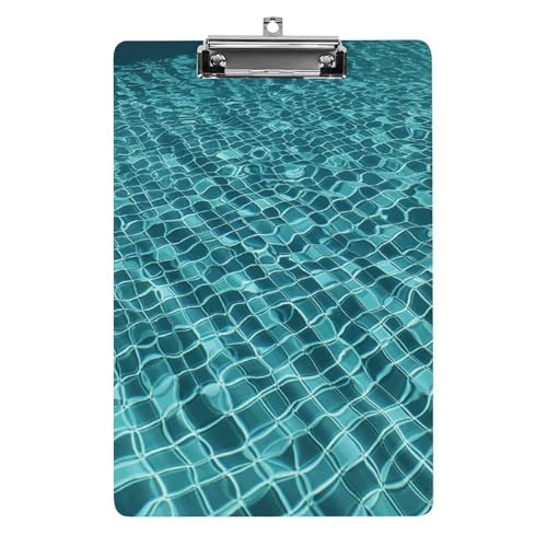 Acryl-Klemmbrett, 32,5 x 21,6 cm, transparent, hält 100 Blatt, lustiger Schwimmbad-Wasserdruck, flaches Profil-Clip für Büro, Restaurant Acryl-Klemmbrett, 32,5 x 21,6 cm, transparent, hält 100 Blatt, lustiger Schwimmbad-Wasserdruck, flaches Profil-Clip für Büro, Restaurant von QSKDLAC