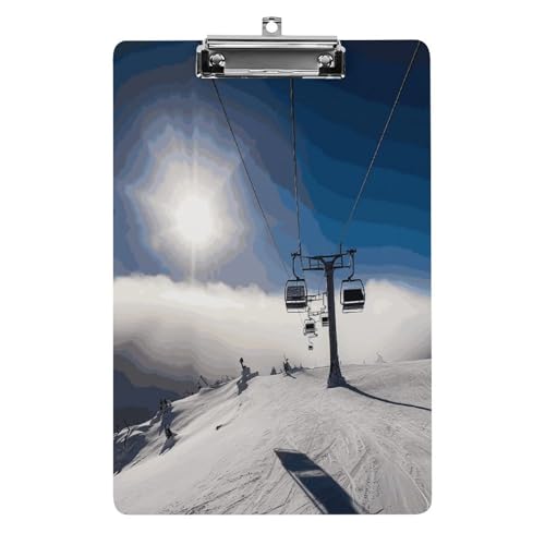 Acryl-Klemmbrett, 32,5 x 21,6 cm, transparent, hält 100 Blatt, lustiger Skilift bei Sonnenschein, Druck, flaches Profil, Clip für Büro, Restaurant Acryl-Klemmbrett, 32,5 x 21,6 cm, transparent, hält 100 Blatt, lustiger Skilift bei Sonnenschein, Druck, flaches Profil, Clip für Büro, Restaurant von QSKDLAC