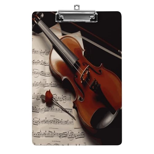 Acryl-Klemmbrett, 32,5 x 21,6 cm, transparent, hält 100 Blatt, lustiger Violinen-Notendruck, flaches Profil-Clip für Büro, Restaurant Acryl-Klemmbrett, 32,5 x 21,6 cm, transparent, hält 100 Blatt, lustiger Violinen-Notendruck, flaches Profil-Clip für Büro, Restaurant von QSKDLAC