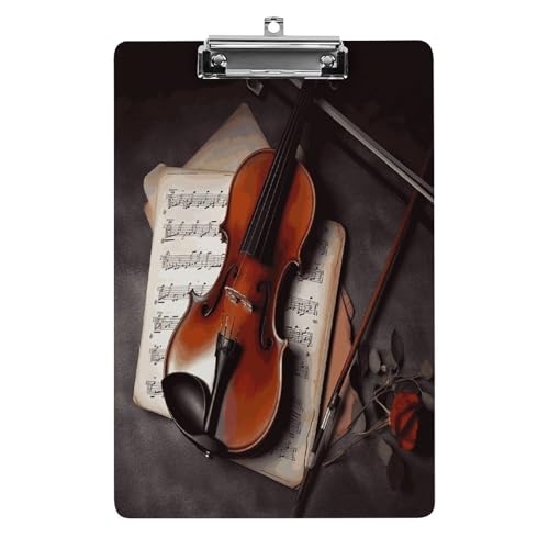Acryl-Klemmbrett, 32,5 x 21,6 cm, transparent, hält 100 Blatt, lustiger Violinen-Notendruck, flaches Profil-Clip für Büro, Restaurant Acryl-Klemmbrett, 32,5 x 21,6 cm, transparent, hält 100 Blatt, lustiger Violinen-Notendruck, flaches Profil-Clip für Büro, Restaurant von QSKDLAC