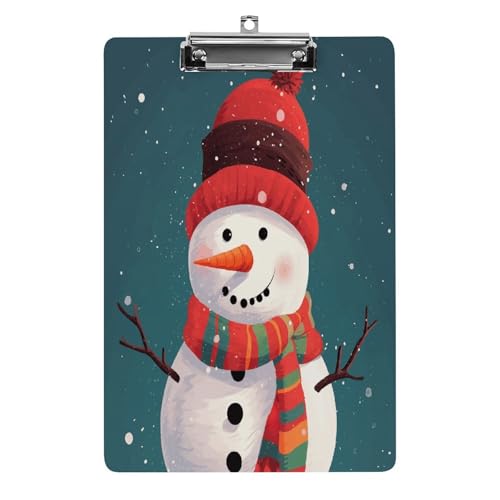 Acryl-Klemmbrett, 32,5 x 21,6 cm, transparent, hält 100 Blatt, lustiger Weihnachts-Schneemann-Druck, flaches Profil-Clip für Büro, Restaurant Acryl-Klemmbrett, 32,5 x 21,6 cm, transparent, hält 100 Blatt, lustiger Weihnachts-Schneemann-Druck, flaches Profil-Clip für Büro, Restaurant von QSKDLAC