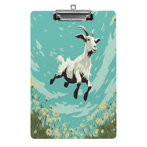 Acryl-Klemmbrett, 32,5 x 21,6 cm, transparent, hält 100 Blatt, lustiger Ziegenfroldruck, flaches Profil, Clip für Büro, Restaurant Acryl-Klemmbrett, 32,5 x 21,6 cm, transparent, hält 100 Blatt, lustiger Ziegenfroldruck, flaches Profil, Clip für Büro, Restaurant von QSKDLAC