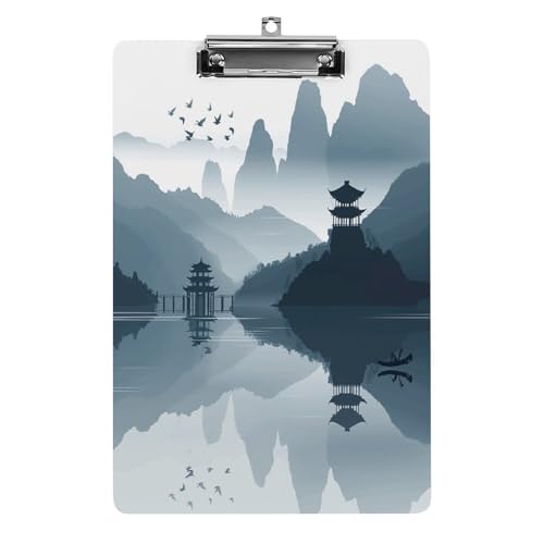 Acryl-Klemmbrett, 32,5 x 21,6 cm, transparent, hält 100 Blatt, lustiger chinesischer Stil, Landschaftsdruck, flaches Profil, Clip für Büro, Restaurant Acryl-Klemmbrett, 32,5 x 21,6 cm, transparent, hält 100 Blatt, lustiger chinesischer Stil, Landschaftsdruck, flaches Profil, Clip für Büro, Restaurant von QSKDLAC