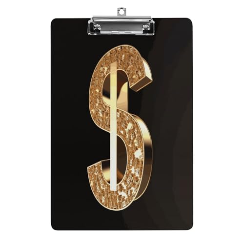 Acryl-Klemmbrett, 32,5 x 21,6 cm, transparent, hält 100 Blatt, lustiger goldener Dollar-Schild-Druck, flaches Profil-Clip für Büro, Restaurant Acryl-Klemmbrett, 32,5 x 21,6 cm, transparent, hält 100 Blatt, lustiger goldener Dollar-Schild-Druck, flaches Profil-Clip für Büro, Restaurant von QSKDLAC