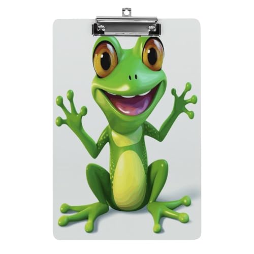 Acryl-Klemmbrett, 32,5 x 21,6 cm, transparent, hält 100 Blatt, lustiger grüner Froschdruck, flaches Profil, Clip für Büro, Restaurant Acryl-Klemmbrett, 32,5 x 21,6 cm, transparent, hält 100 Blatt, lustiger grüner Froschdruck, flaches Profil, Clip für Büro, Restaurant von QSKDLAC