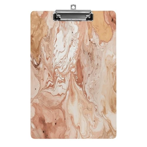 Acryl-Klemmbrett, 32,5 x 21,6 cm, transparent, hält 100 Blatt, lustiger heller Pfirsich- und brauner Druck, flaches Profil, Clip für Büro, Restaurant Acryl-Klemmbrett, 32,5 x 21,6 cm, transparent, hält 100 Blatt, lustiger heller Pfirsich- und brauner Druck, flaches Profil, Clip für Büro, Restaurant von QSKDLAC