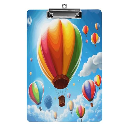 Acryl-Klemmbrett, 32,5 x 21,6 cm, transparent, hält 100 Blatt, lustiges Heißluftballon-Muster, Druck, flaches Profil, Clip für Büro, Restaurant Acryl-Klemmbrett, 32,5 x 21,6 cm, transparent, hält 100 Blatt, lustiges Heißluftballon-Muster, Druck, flaches Profil, Clip für Büro, Restaurant von QSKDLAC