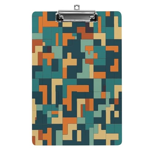 Acryl-Klemmbrett, 32,5 x 21,6 cm, transparent, hält 100 Blatt, lustiges blaues und orangefarbenes Design, niedriger Profil-Clip für Büro, Restaurant Acryl-Klemmbrett, 32,5 x 21,6 cm, transparent, hält 100 Blatt, lustiges blaues und orangefarbenes Design, niedriger Profil-Clip für Büro, Restaurant von QSKDLAC