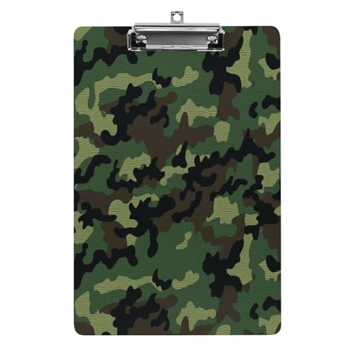 Acryl-Klemmbrett, 32,5 x 21,6 cm, transparent, hält 100 Blatt, lustiges grünes Militärmuster, niedriger Profil-Clip für Büro, Restaurant Acryl-Klemmbrett, 32,5 x 21,6 cm, transparent, hält 100 Blatt, lustiges grünes Militärmuster, niedriger Profil-Clip für Büro, Restaurant von QSKDLAC