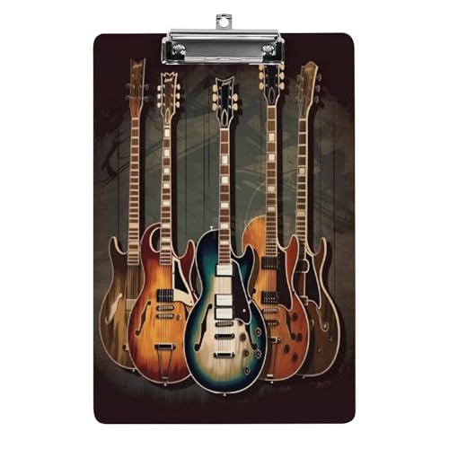 Acryl-Klemmbrett, 32,5 x 21,6 cm, transparente Klemmbretter, hält 100 Blatt, lustige Gitarren, Kunstdruck, flache Klemme für Büro, Restaurant Acryl-Klemmbrett, 32,5 x 21,6 cm, transparente Klemmbretter, hält 100 Blatt, lustige Gitarren, Kunstdruck, flache Klemme für Büro, Restaurant von QSKDLAC