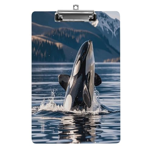 Acryl-Klemmbrett, 32,5 x 21,6 cm, transparente Klemmbretter, hält 100 Blatt, lustiger Orca-Killer-Wal-Druck, flaches Profil-Clip für Büro, Restaurant Acryl-Klemmbrett, 32,5 x 21,6 cm, transparente Klemmbretter, hält 100 Blatt, lustiger Orca-Killer-Wal-Druck, flaches Profil-Clip für Büro, Restaurant von QSKDLAC