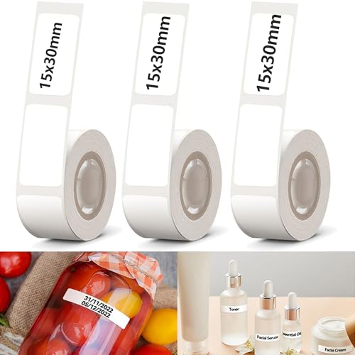 QSLKI 3 Rollen Weißes Etikettenmacher-Klebeband, Mehrzweck-Thermo-Etikettenpapier für Aktenordner, für D30/D32/D35/Q30/Q30S/Q31, wasserdichte DIY selbstklebende Etiketten, wasserdichtes reißfestes QSLKI 3 Rollen Weißes Etikettenmacher-Klebeband, Mehrzweck-Thermo-Etikettenpapier für Aktenordner, für D30/D32/D35/Q30/Q30S/Q31, wasserdichte DIY selbstklebende Etiketten, wasserdichtes reißfestes von QSLKI