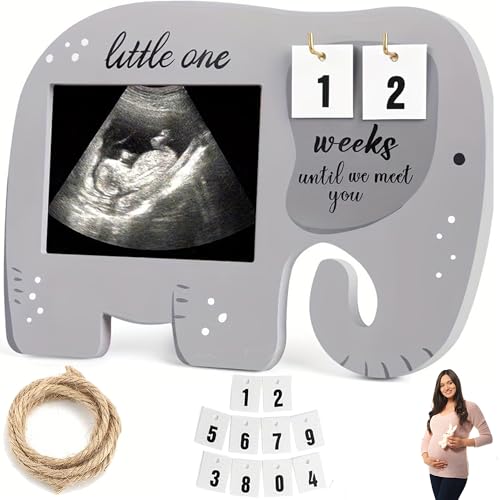 QSLKI Baby Bilderrahmen, Sonogramm Bilderrahmen mit Baby Countdown Wochen, Schwangere Frauen Geschenke Ideen Ultraschall Bild Frame, Baby First Scan Bilderrahmen für Ultraschallbilder Gute Geschenk von QSLKI