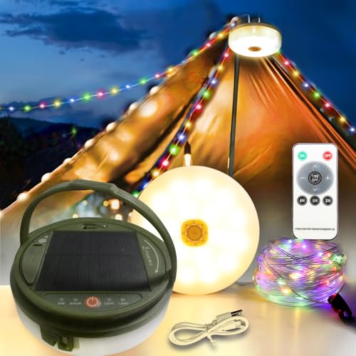 QSPORTPEAK Camping Lichterkette Aufrollbar mit Fernbedienung,Solar & USB Aufladung Camping Lampe Tragbare 3600mAh, Solar Camping 8 Beleuchtungsmodi für Camping,Hof und Wandern Rgb QSPORTPEAK Camping Lichterkette Aufrollbar mit Fernbedienung,Solar & USB Aufladung Camping Lampe Tragbare 3600mAh, Solar Camping 8 Beleuchtungsmodi für Camping,Hof und Wandern Rgb von QSPORTPEAK