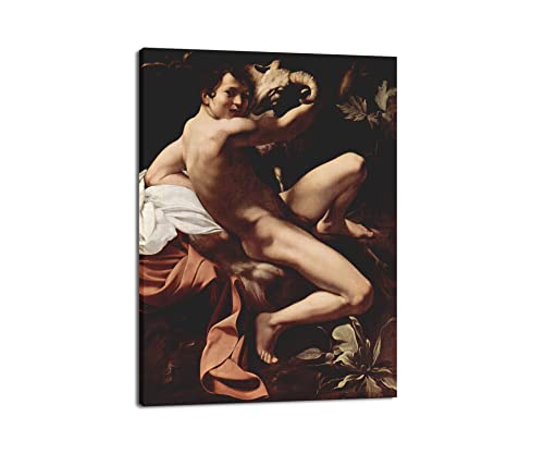 QSX Barockes Kunstbild Caravaggio Ölgemälde Der Täufer Johannes 3 Druck auf Leinwand Wandkunst für Heimdekoration 50x70cm Ungerahmt von QSX