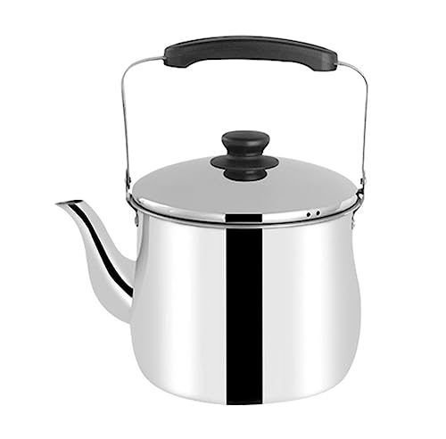 Edelstahl-Wasserkocher für Herdplatte, Wasserkocher, Teekanne mit Anti-Verbrühungsgriff, Teekessel, Induktionsherd, Gasherd, Pfeife, Wasserkocher, Teekessel (3 l) von QSYJCCXD