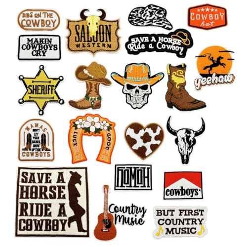 Western-Aufnäher zum Aufbügeln, Cowboy-Aufnäher, bestickte Applikation, Western-Cowboy, Stickerei, Reparatur, dekorative Flicken, DIY, Basteln, Nähen, Dekorationen für Kleidung, Jacken, Jeans von QSZKeer