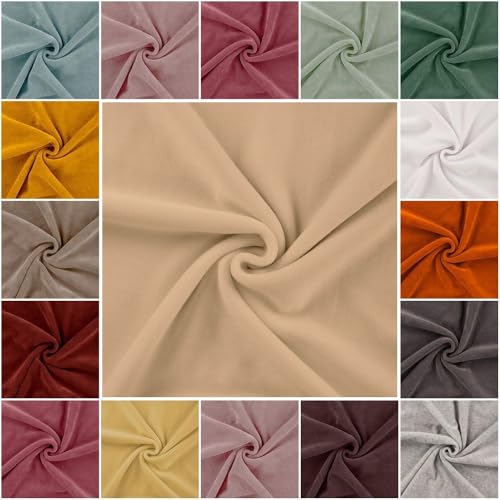 Nickistoff Nicky Velours | viele Farben | uni | Ökotex | ab 50 cm (champagne) von QT