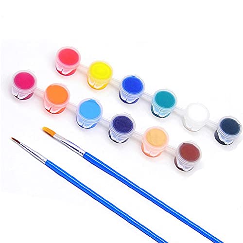12 Farben Acrylfarbe Set 5ML/Box DIY Pigment mit Haken Stift Zeichnen Pinsel Nagel Kleidung Lederfarbe Kunst von QTJUST
