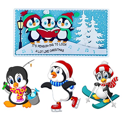 4 Set Pinguin-Stanzformen für Kartenherstellung, Scrapbooking, Metallschablonen für Papierbastelschablonen von QTOOLS